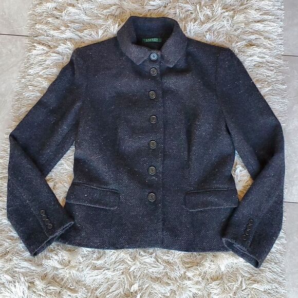 Lauren Ralph  Lauren Blazer Charcoal Gray Size 12  Wool Blend - Picture 5 of 8